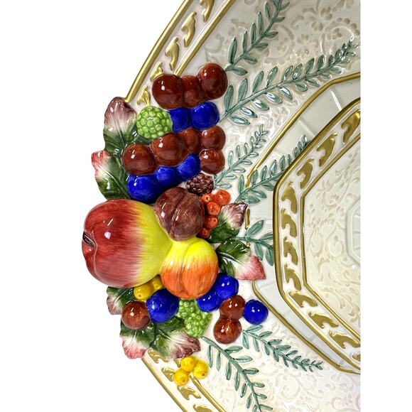 Fitz & Floyd 'Venezia' Retired Octagonal Fruit Vegetable Chip & Dip Platter Tray - Picture 4 of 7